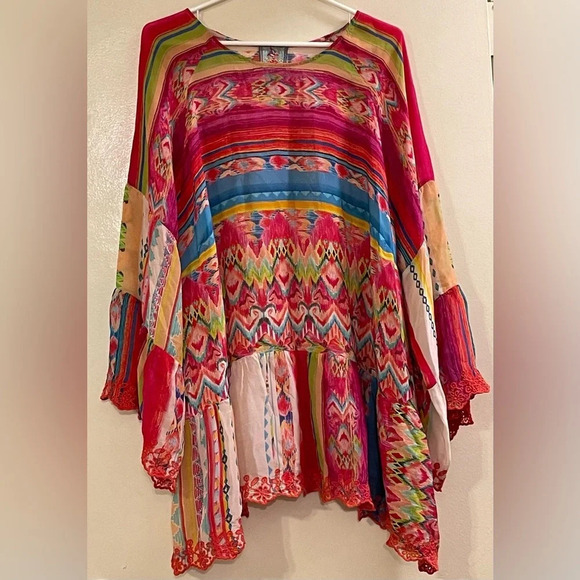 JOHNNY WAS NWOT Porcelain Flare Sleeve Ruffle Blouse in Multicolor - Picture 2 of 5